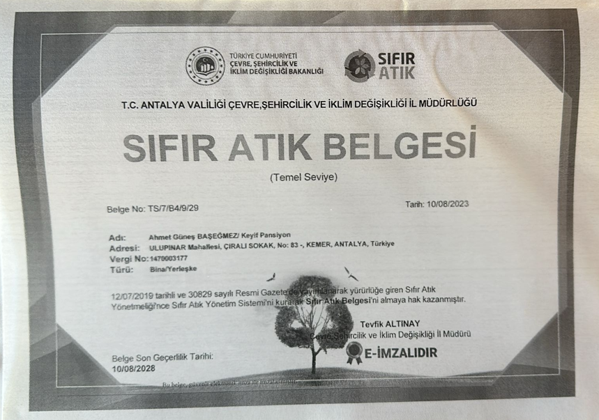 Sıfır Atık belgesi